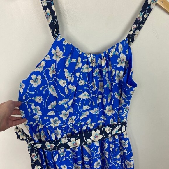 New Eliza J Floral Bow Tie Back Midi Sundress Blue Size 16 Nordstrom Pocket boho - Picture 10 of 12